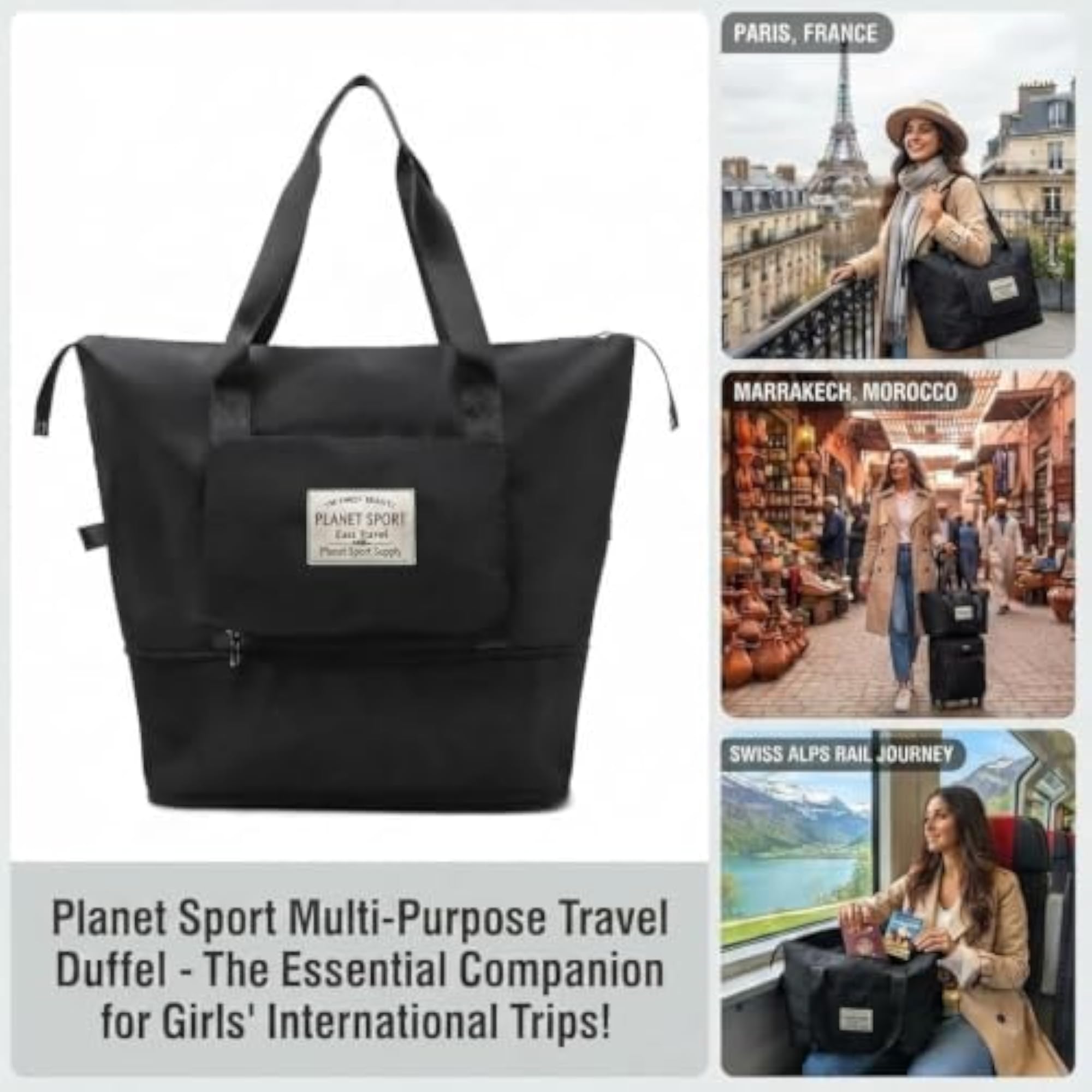 41L Expandable Travel Duffle Bag for Women, Waterproof