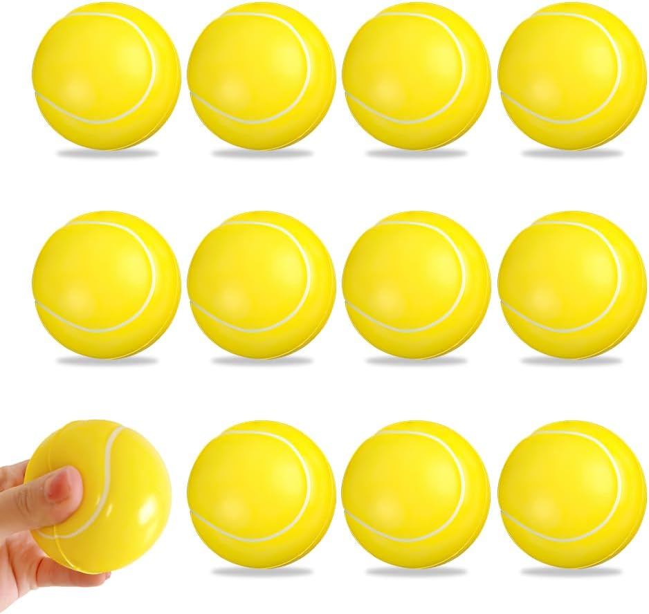 12 Pcs Sponge Ball, Foam Tennis Balls, Foam Balls for Kids, Soft Tennis Ball, Mini Soft Play TennisBalls, Yellow Mini FoamsBalls for Kids Boys Girls Indoor Outdoor Sports (Tenniss, 60 mm)
