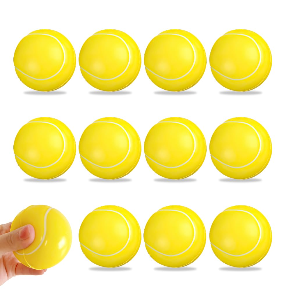12 Pcs Sponge Ball, Foam Tennis Balls, Foam Balls for Kids, Soft Tennis Ball, Mini Soft Play TennisBalls, Yellow Mini FoamsBalls for Kids Boys Girls Indoor Outdoor Sports (Tenniss, 60 mm)