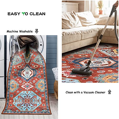 Lahome Ultra-Thin Red Washable Runner Rug 2X6, Boho Medallion Runner Rug For Hallway Non Slip, Oriental Tribal Stain Resistant Kitchen Runner Rug, Soft Living Room Carpet Runner For Bedroom Laundry #TOP3
