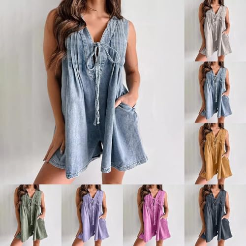 Pantalones cortos vaqueros tipo mono elástico elegante con bolsillo 2