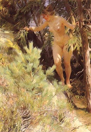 Nu sous un sapin Anders tableau à l'huile pour salon élégant