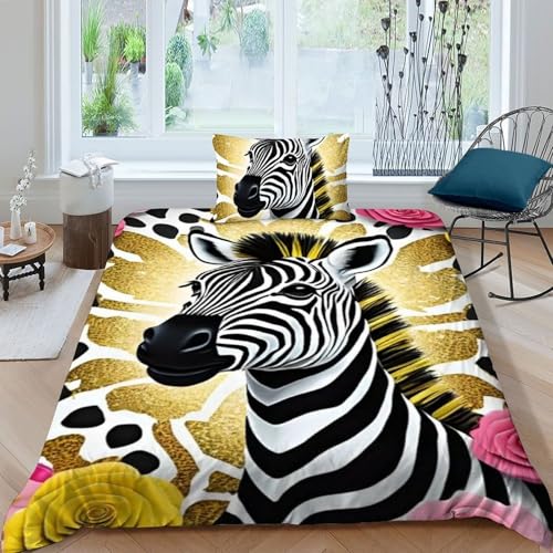 Housse de couette zèbre enfant en microfibre douce 135x200cm - 3