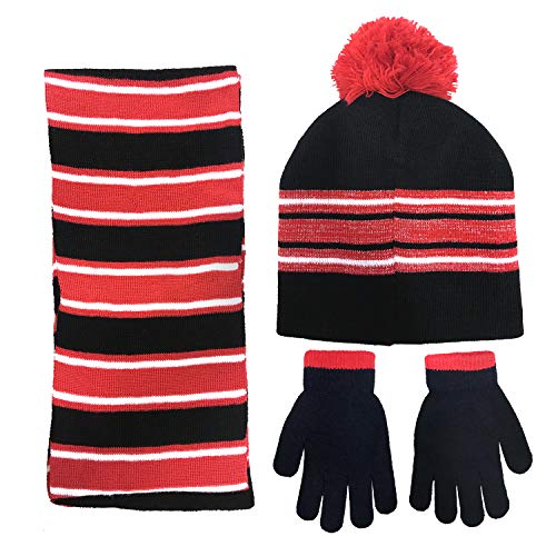 Disney Minnie Mouse Girls 3 Piece Beanie Hat Scarf and Glove Set