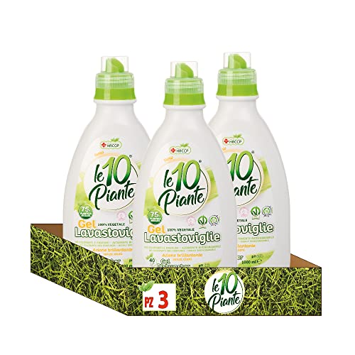Le 10 Plants Eco-Bio Vegetable Dishwashing Gel Detergent - No dyes - Highly Biodegradable - Hypoallergenic - 1000ml