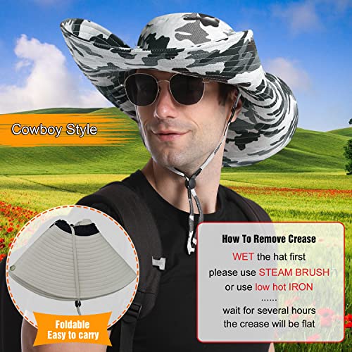 Image of HUAMULAN Wide Brim Sun Hats Men and Women Bucket Safari Fishing Hat for Hiking Garden Lawn Work Camping Outdoor