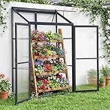 Gegaden Anlehngewächshaus Tomaten Gewächshaus 130*55*190cm Aluminium Beistell-Gewächshaus, Treibhaus Gartenhaus...