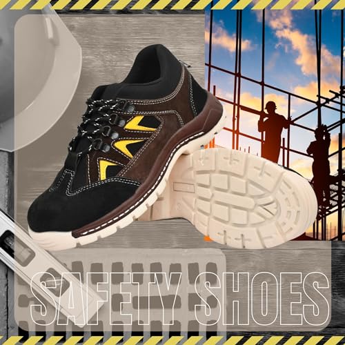 Image of Sagar International Men's Real Suede Leather Sport Safety with Steel Toe Light Weight Industrial Safety Shoes for Men