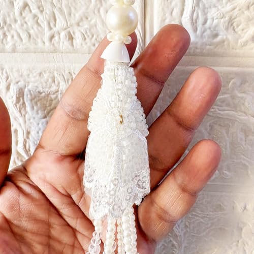 Image of Adikala Craft Store Handmade Ethnic Latkan Tassel Set of 2 for Saree Pallu, Blouse, Suits, Dupatta, Lehenga Decor (Beaded Cone)