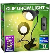 Grow Lights for Indoor Plants, Briignite Full Spectrum Grow Light Dual Head, 22W LED Clip On Grow...