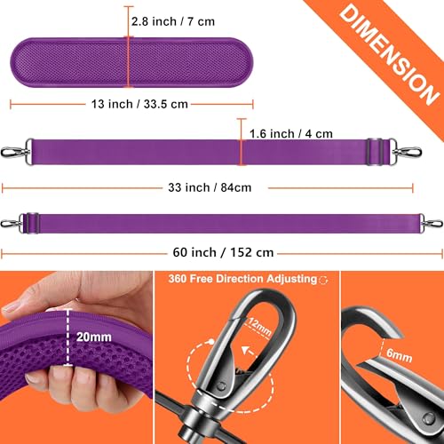 Image of ZINZ 60 Inch Shoulder Strap with Removable Ultra-Thick Pad, Adjustable Buckles Shoulder Crossbody Strap for Luggage Bag
