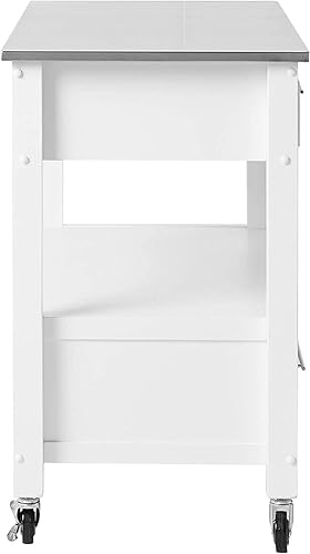 Miniatura 6 de Carro de cocina con 3 cajones estante abierto y tapa de acero inoxidable capacidad de peso de 330 libras 43 pulgadas de largo x 22 pulgadas de ancho
