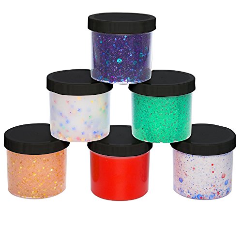 Storage Jars 12oz (6 Pack) - Maddie Rae's Wide Mouth, Air Tight Container, and Refillable Organizer Jars with White Lids, Perfect for Makeup, Slime making, DIY Crafts, Gifts