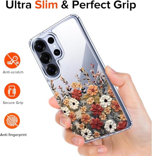 Image of Elzzi Clear Transparent Flower Cover for Samsung S26 Ultra 5g Case Shockproof Floral Design Camera Protection Shockproof PC+TPU Transparent Flower Cover for Girls & Women (Multi Color)
