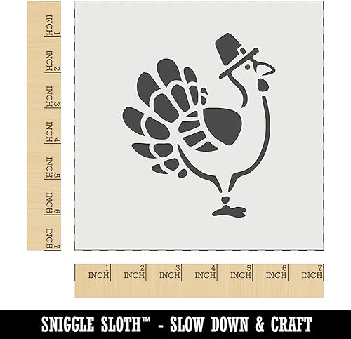 Miniatura 8 de Plantilla reutilizable de dibujos animados de Acción de Gracias de pavo con sombrero de peregrino, galletas de pared, manualidades, 5.5 pulgadas