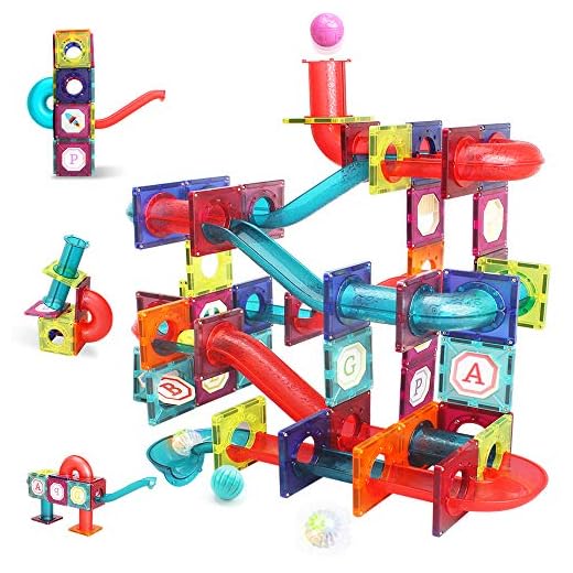 LUKAT Magnetic Tiles, 125 Piece Pipe Magnetic Blocks for Toddlers, 3D Magnets Toys, STEM Toy Children Magnetic Tiles Building Set Gift for Kids Boys Girls 3 4 5 6 7 8+ Year Old