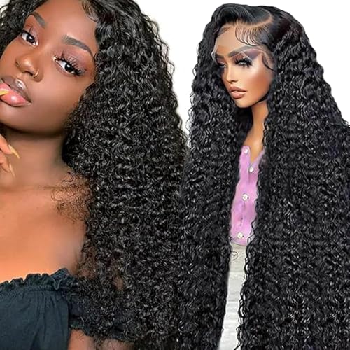 Glueless wig human hair bouclée 34 pouces pour un effet naturel sans colle