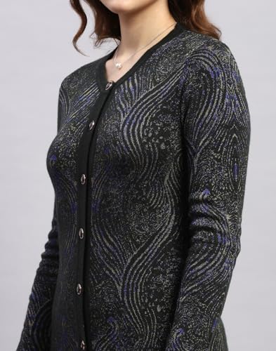 Image of Monte Carlo Womens Self Design Round Neck Full Sleeve Cardigan (1243652RN)