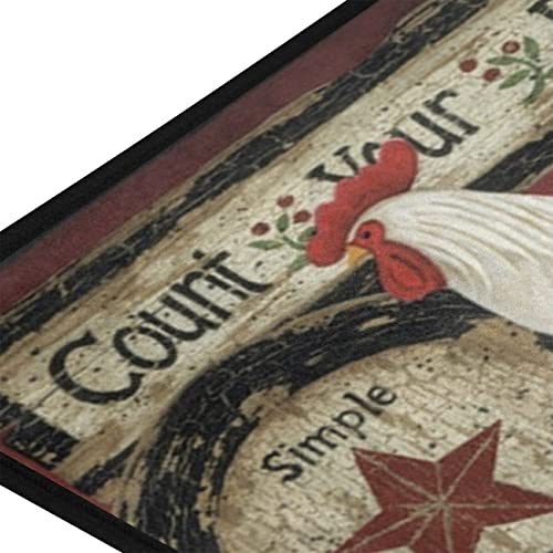 Gredecor Farmhouse Rooster Kitchen Rug Anti Fatigue Sunflower Rustic Wood Decorative Kitchen Mats Non Skid Washable Floor Rugs Mat For Home Kitchen Office Laundry - 39"X20" #TOP1