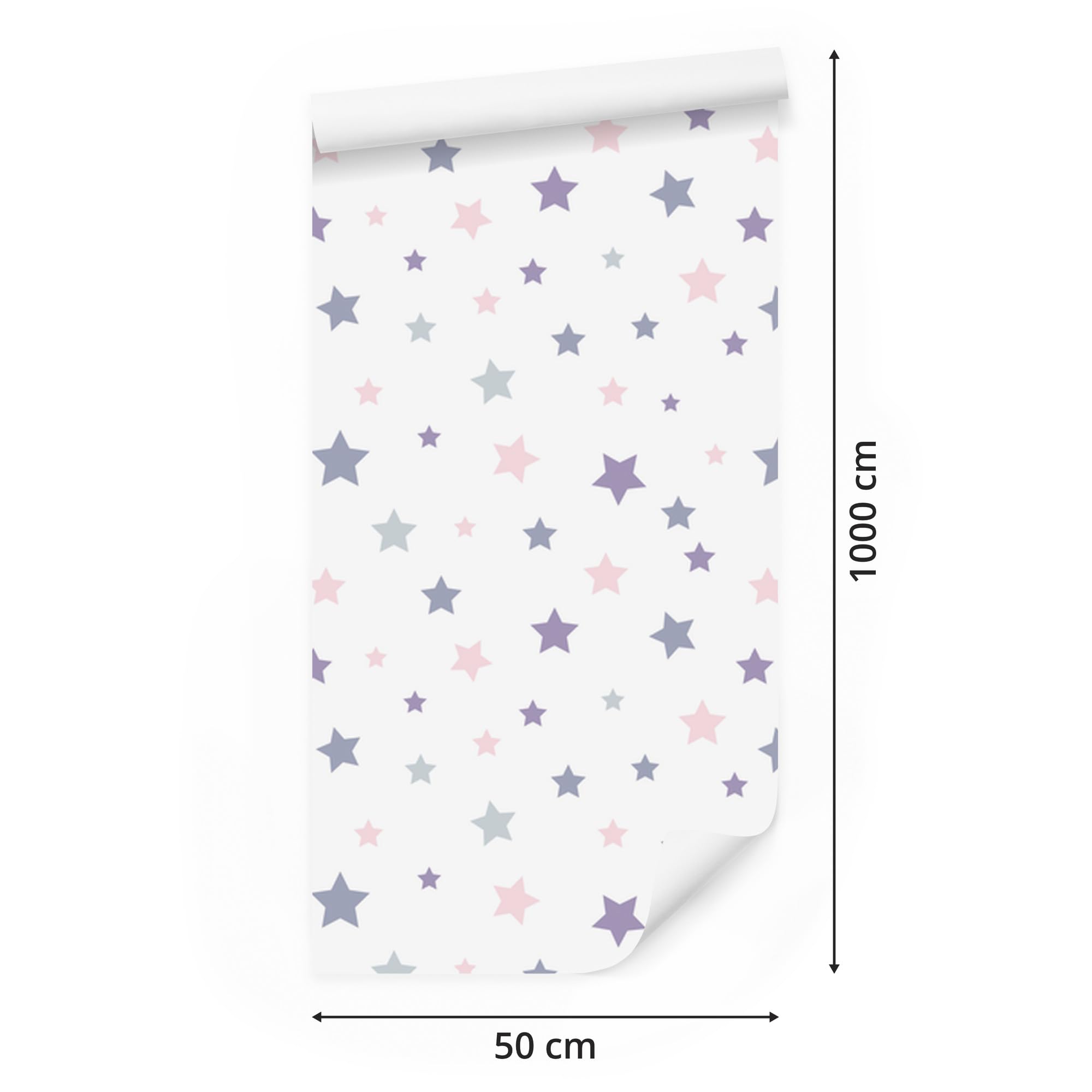 Vliestapete Zarte Pastellsterne 50 x 1000 cm | Ausdrucksstarke Bildgestaltung; Charaktervoller Raumschmuck; Harmonische Akzentfläche; Kleister im Set