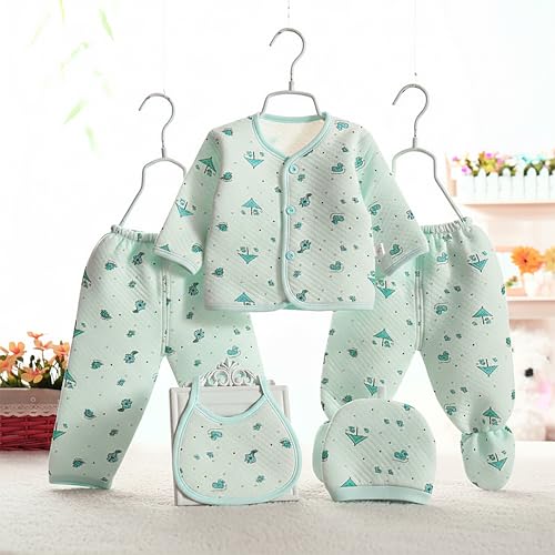Image of Presents New Born Baby Winter Wear Printed Baby Clothes 5Pcs Sets 100% Cotton Boys Girls Unisex Baby Cotton /Winter or Flannel Suit Infant Clothes