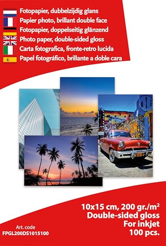 Papier Photo Albyco Jet d'Encre 10x15 cm Brillant 200 gr/m², Recto Verso, Conditionné par 100 feuilles