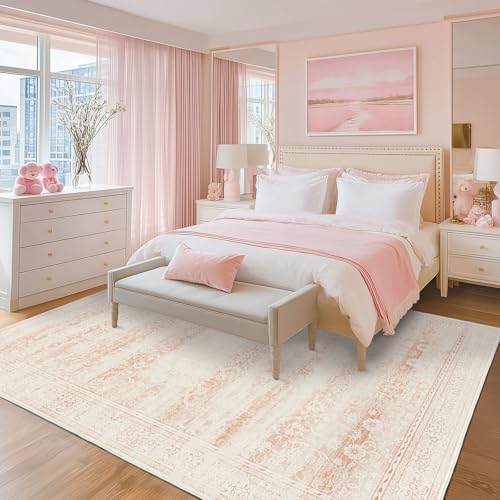 LAISE 5x7 Pink Area Rugs for Nursery Rug Ultra Soft Washable Rug for Baby Girl Decor Cute Low Pile Carpets for Dorm Kids Playroom Living Room Bedroom Dining Room Powder Room(Pink 5x7) - Image 5