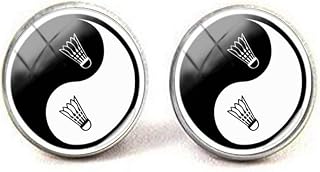 Yin Yang Badminton Earrings Friends Gift Vintage Art Photo Jewelry Handmade Jewelry
