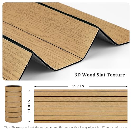 Panel de pared de listones de madera 3D con grano natural exclusivo de 30,5 x 508 cm 6