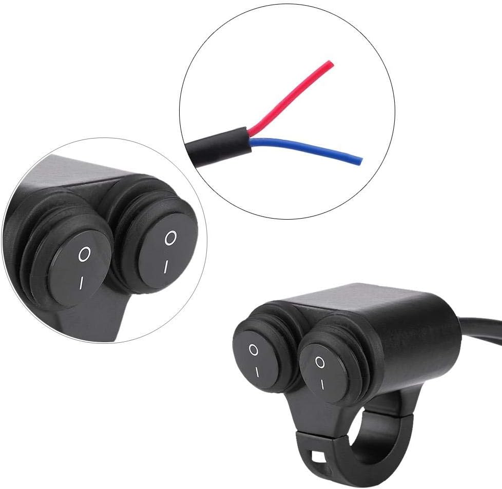Motorcycle ON/Off Switch, 22mm Universal Motorcycle Handlebar Headlight Brake Fog Lights Horn Dual Control Button Switch(B)