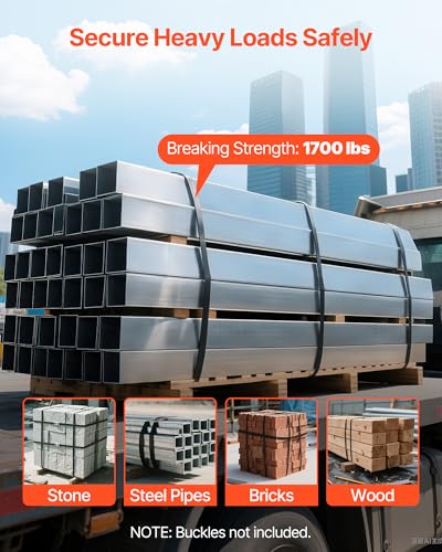 Image of VEVOR Steel Strapping Coil, 3 /4 in x 0.02 in x 1640 ft, Metal Strapping Banding Roll Withstands Harsh Environment, 1700 lbs Break Strength, Heavy Duty Banding Pallet Strap Coil for Pallet Packing