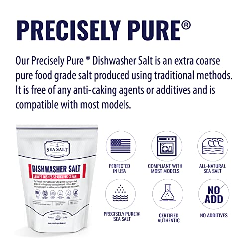 Dishwasher Salt - All-Natural Water Softener Salt For A Clean Finish - Compatible With Bosch, Miele, Thermador, Whirlpool Dishwashers And More - Food-Grade Coarse Sea Salt (5 Lb Bag) - Sea Salt Superstore #TOP3