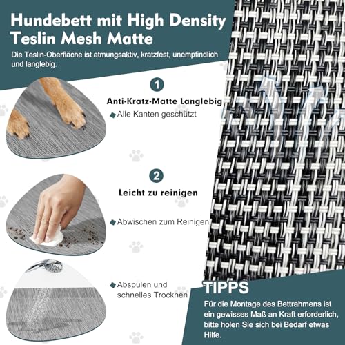 Snagle Paw Hundeliege mit Dach & Erhöhtes Design - Stabiles Hundebett mit Antirutschfüßen, Breiter Schatten - Wasserdicht für Große Hunde Indoor/Outdoor, Camping & Garten