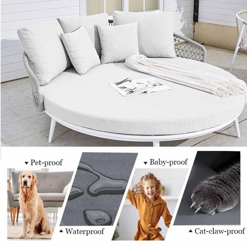 Funda Impermeable Colchon Funda De Cama Redonda Protector Colchon Suave Color Sólido Sábana De Cama Transpirable Sábanas Bajeras Colchón Cómoda para Cama Redonda(B,Diameter220cm)
