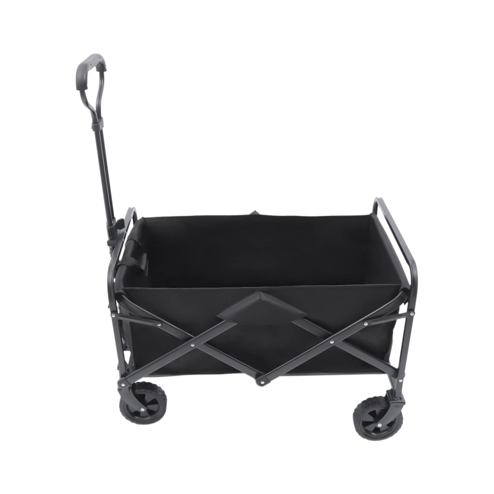Chariot pliable avec capacité de charge de 80 kg, porte-gobelet, poignée réglable, chariot de transport, chariot de jardin, chariot à main, chariot de jardin, chariot de plage
