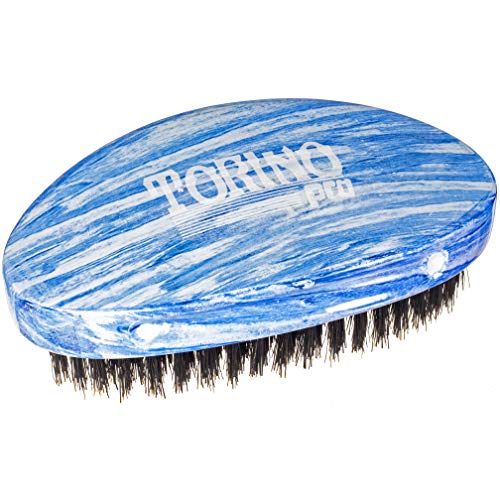 Torino Pro Medium Wave Brush #19 - Curve Palm Medium Hair brush for 360 Waves- 100% medium boar bristle Curved Hair brush for men