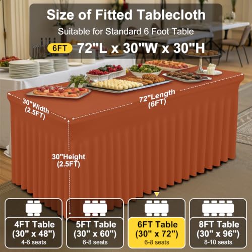 Image of Smiry 2 Pack Spandex Elastic Fitted Table Cloth Skirt for 6FT Table