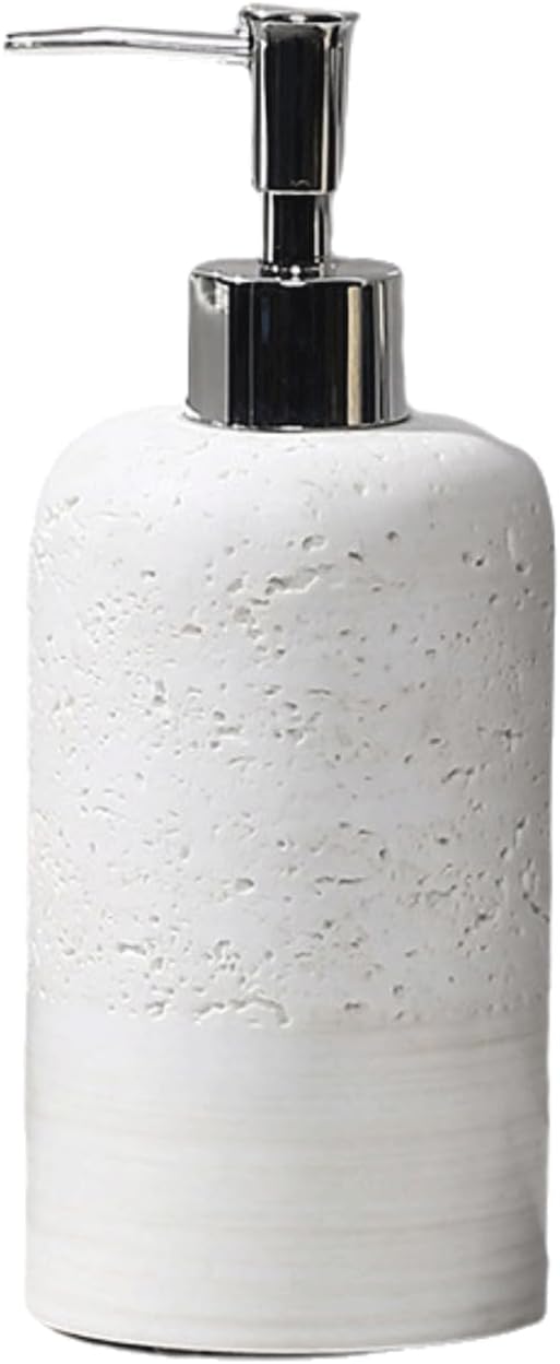 Liquid Soap Dispenser Stone Liquid Soap Dispensers with Silver Pump Beige Refillable Hand Dish Lotion Soap Dispenser Rustic Soap Pump Shampoo Bottles for Bathroom Kitchen Decor Decor