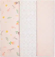 Kit 3 Cueiros Flanelados Dupla Face 100% Algodão – Estampados, Macios, Confortáveis p/Bebê, 80x50cm (Tulipa)