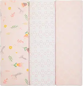 Kit 3 Cueiros Flanelados Dupla Face 100% Algodão – Estampados, Macios, Confortáveis p/Bebê, 80x50cm (Tulipa)