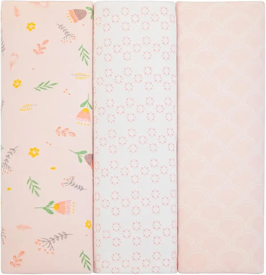 Kit 3 Cueiros Flanelados Dupla Face 100% Algodão – Estampados, Macios, Confortáveis p/Bebê, 80x50cm (Tulipa)