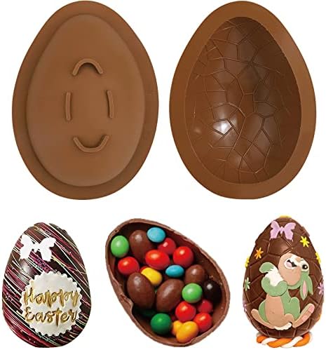 2 PCS Easter Chocolate Molds Silicone Egg Molds Chocolate Molds, Large Silicone Egg Molds for Chocolate, 3D Breakable Chocolate Molds for Easter Decorations and Dessert Baking