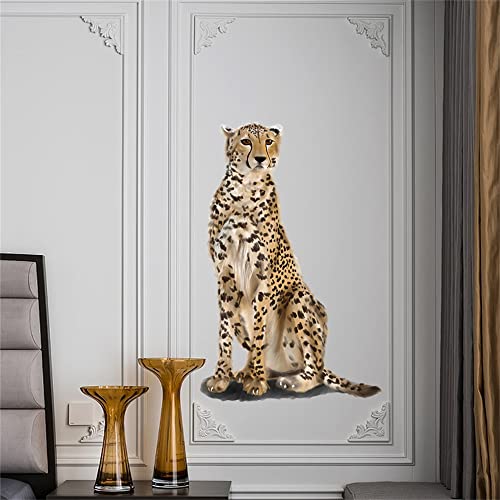 Rofarso Lifelike Cool Cheetah Animal Wall Stickers Removable Leopard Wall Decals Peel And Stick Wall Art Decorations Home Decor For Kid Nursery Baby Bedroom Living Room Playing Room Mural #TOP3