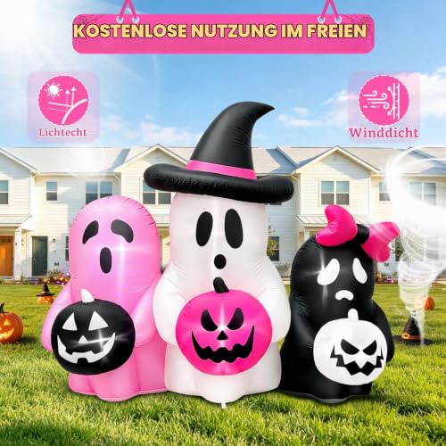 Kalolary aufblasbare Halloween-Dekoration, 3 Geister mit Kürbissen – Ansicht 6