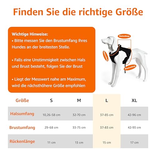 Amazon Basics Anti-Zieh-Hundegeschirr, verstellbar, weich gepolstert, mit reflektierenden Streifen, Groß, Schwarz