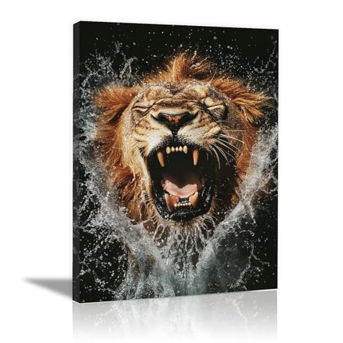 Toile lion abstrait brun pour habiller un mur vide de salon 40x60