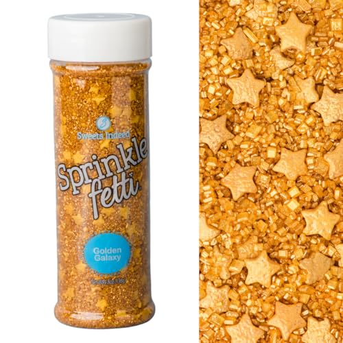 Image of Sweets Indeed Sprinkles, Edible Sprinkle Sugar Mix, Perfect for Cake Decorations, Baking, Ice Cream, Cookies, Cupcake Topper, 5 ounces (Golden Galaxy)