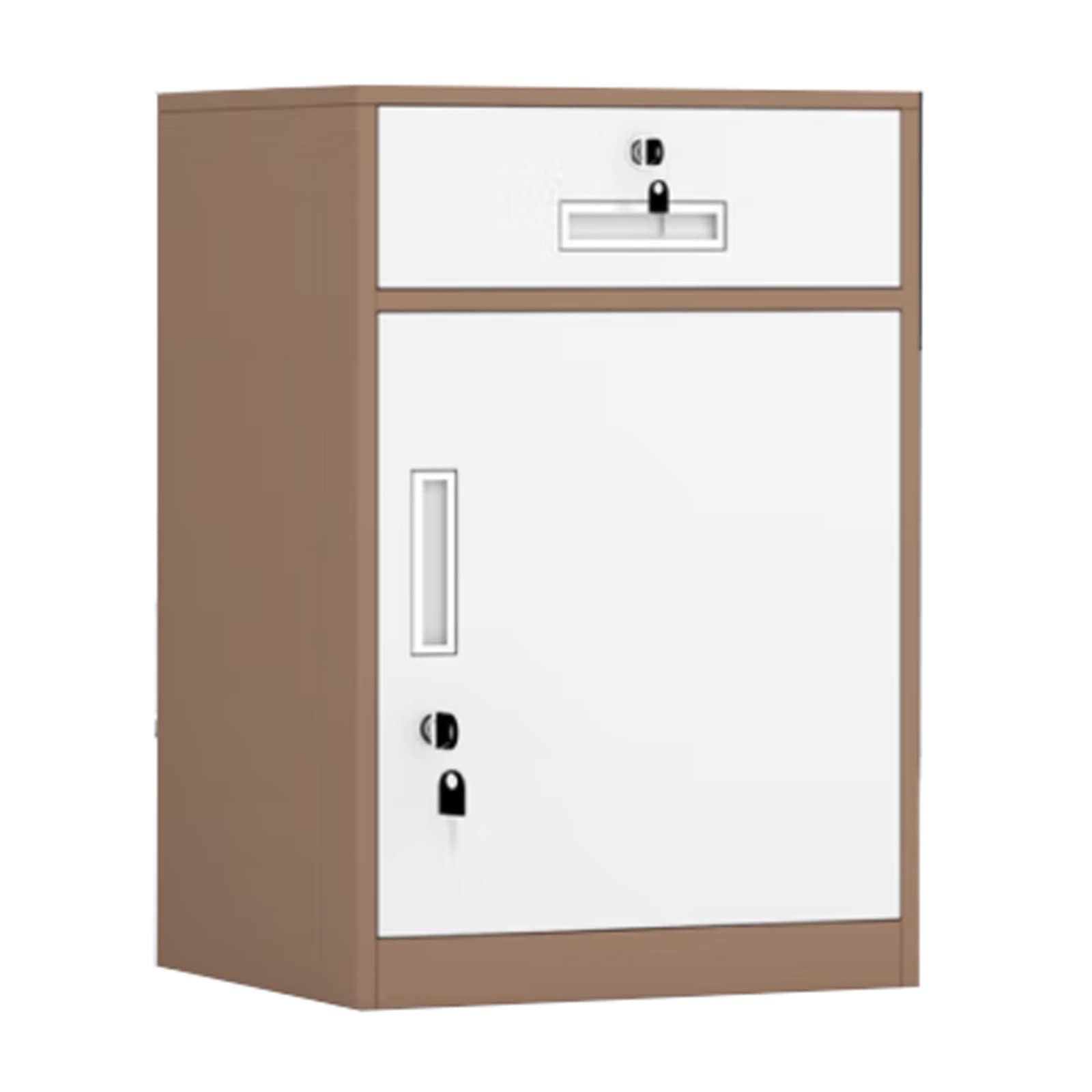 Aioneer Coffee Color File Cabinet File Cabinet, Under Desk Metal Filing Cabinet, 1 Drawer And 1 Cabinet File Cabinet For Legal/Letter/A4 File, Fully Assembled Filing Cabinet
