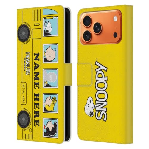 Housse en cuir iPhone 17 Pro Max Peanuts finitions soignées design bus jaune
