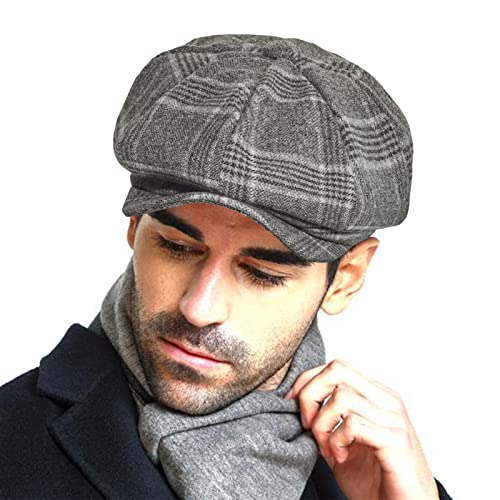 Image of PanPacSight Fashion Men's Classic Newsboy Gatsby Hat Blend Wool Vintage Flat Ivy Cabbie Cap Boyfriend Gift(Medium /Large /X-Large)